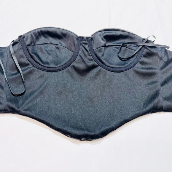 Windsor Halter Corset Top Small Black Leather Strapless Metal Studded All Over - Picture 7 of 9